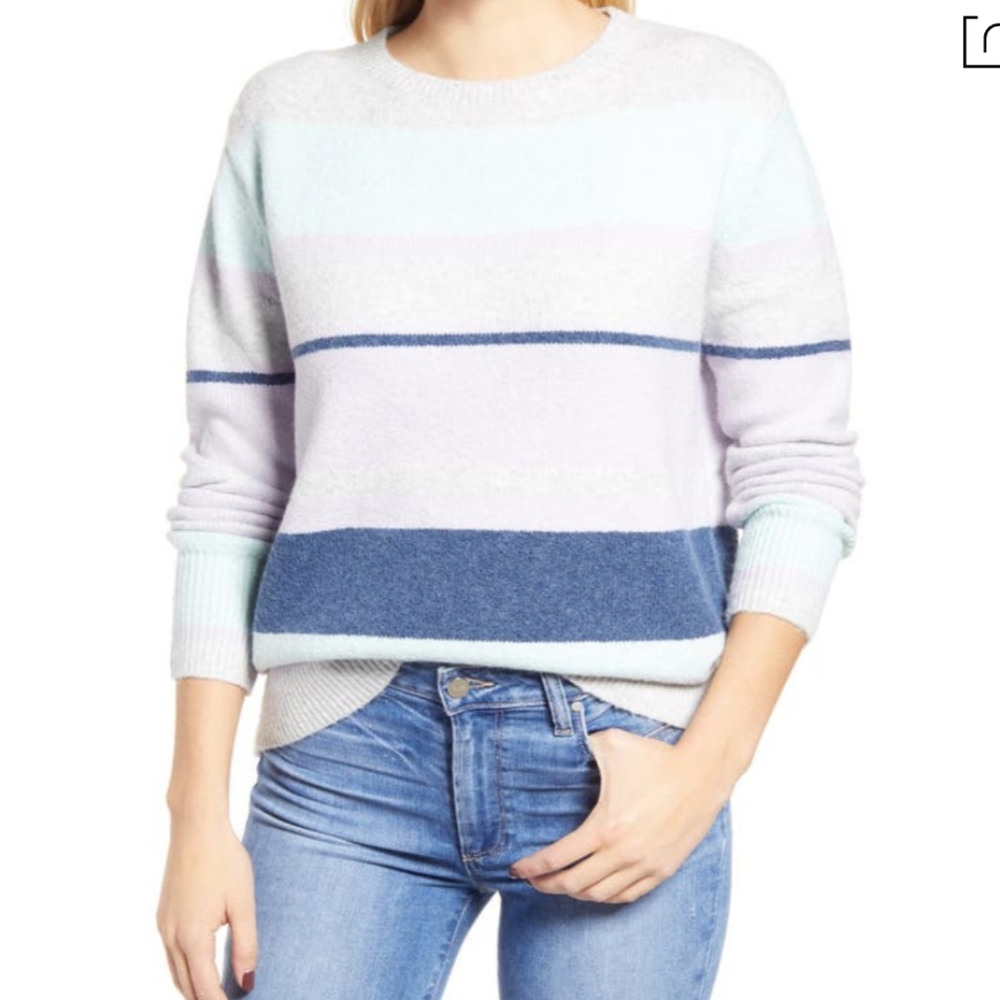Caslon crewneck sweater in grey blue evie stripe S